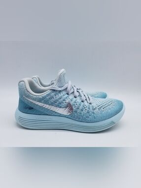 Nike Women’s Sky Blue Flyknit Lunarlon Running Sneakers